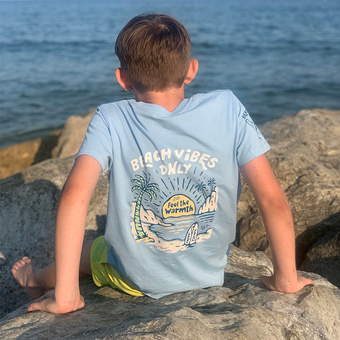 Kids Organic Sky Blue Beach Vibes Only T-Shirt