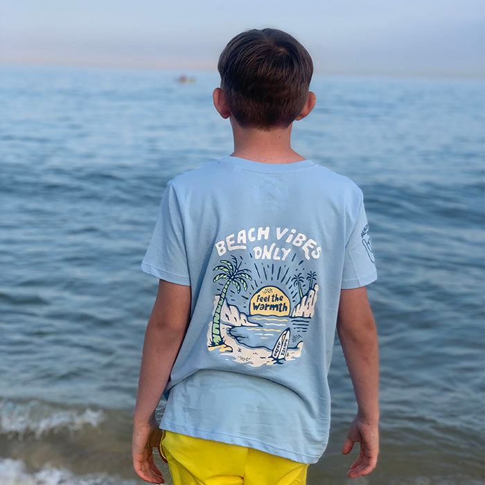 Kids Organic Sky Blue Beach Vibes Only T-Shirt